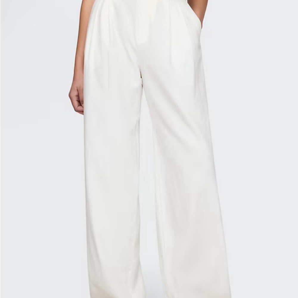 GAP High Rise Linen Blend Trousers White